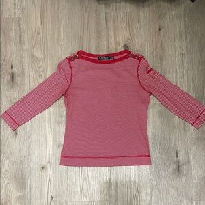 Ralph Lauren Red Striped Long Sleeve Tee